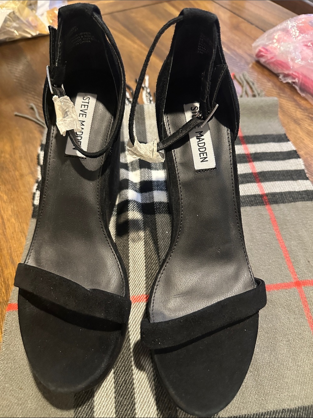 Steve Madden Black Suede Ankle-Strap Heels